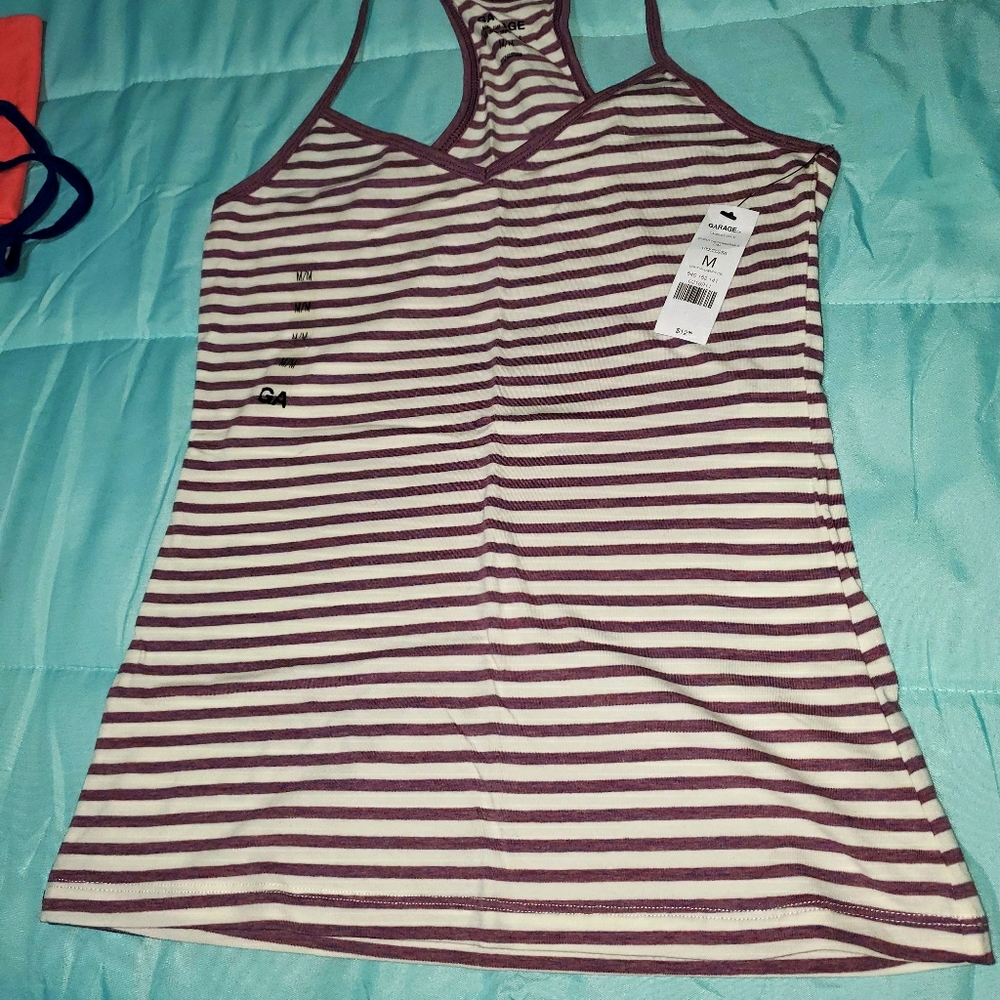 Striped v-neck racerback cami